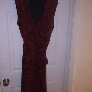 Red and black Pailsey print tie dress